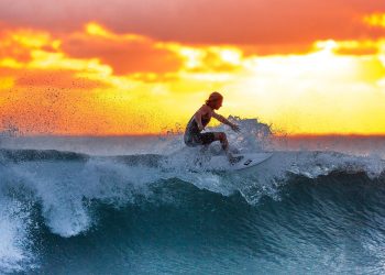 surfing, sunset, waves