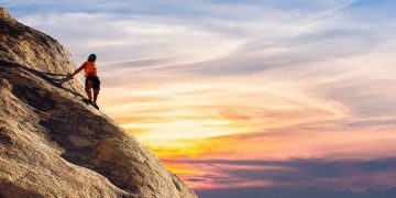 mountain climber, sky, landscape
